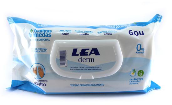 Lea Toallitas H&uacute;medas Higiene Cuerpo Adulto 60 Uds