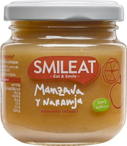 SMILEAT Tarrito de Manzana y Naranja Ecologica 130 gr
