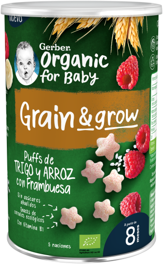 Gerber Puff Snack Organic de Cereales y Frambuesa 35 gr